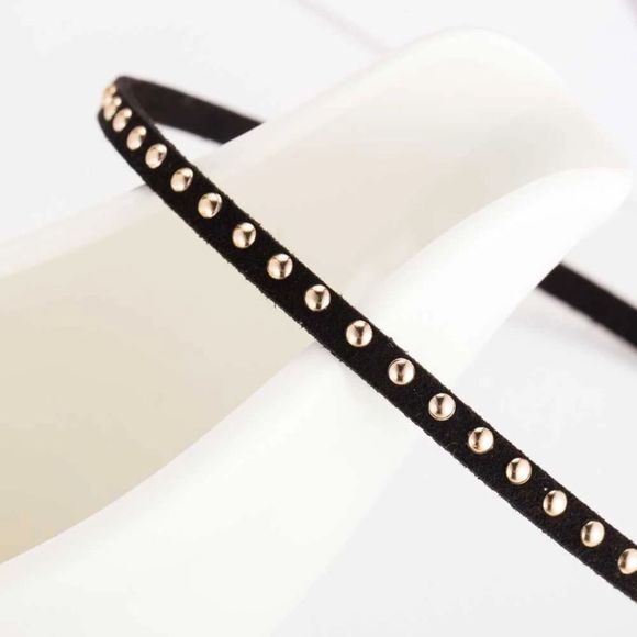 Silver leather choker Silver Studs - Picture 5 of 7